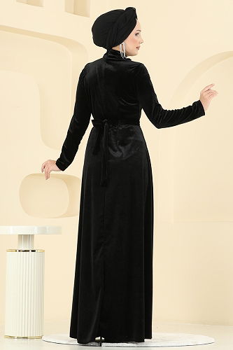 moda selvim Evening Dress 2048MEY846 Black - Thumbnail