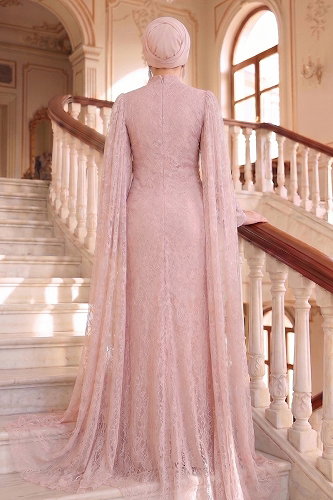 moda selvim Evening Dress 211DMNK1166 Powder - Thumbnail