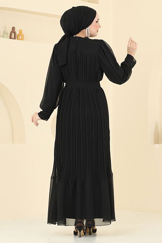 moda selvim Evening Dress 2150MP806 Black - Thumbnail