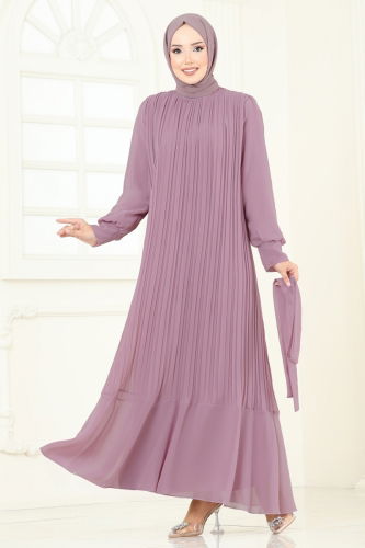 moda selvim Evening Dress 2150MP806 Light Rose Dried - Thumbnail