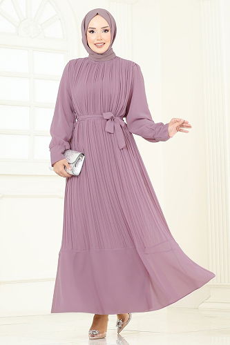 moda selvim Evening Dress 2150MP806 Light Rose Dried - Thumbnail