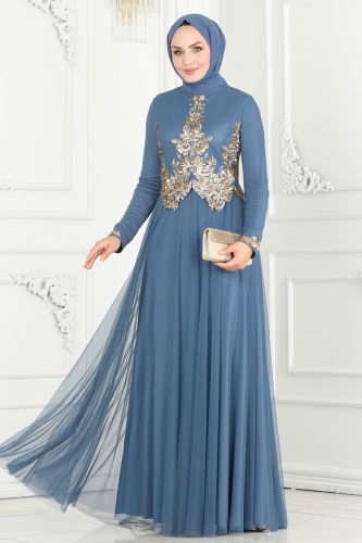 P.N. - EVENING DRESS 2209PN204 Indigo