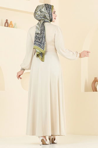 moda selvim Evening Dress 2310ANT466 Stone - Thumbnail