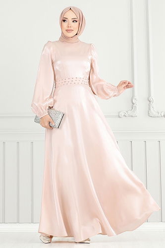 moda selvim Evening Dress 2330ANT904-M Powder - Thumbnail