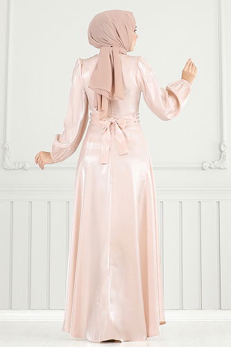moda selvim Evening Dress 2330ANT904-M Powder - Thumbnail