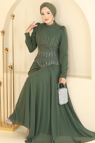 D.M.N.K. - Evening Dress 234DMNK1166 Khaki