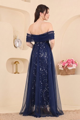 moda selvim Evening Dress 236DMNK1166 Navy Blue - Thumbnail