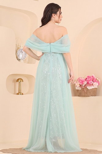 moda selvim Evening Dress 236DMNK1166 Water Green - Thumbnail