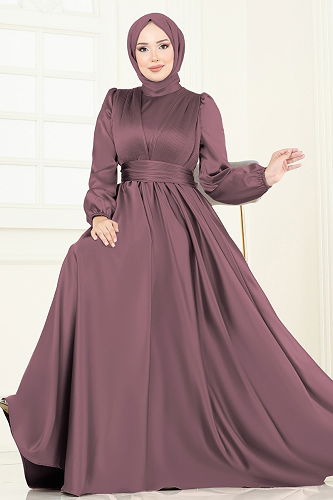 moda selvim Evening Dress 2382ANT466 Dark Rose Dusky - Thumbnail