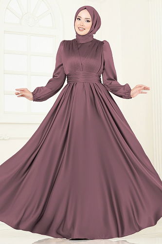 moda selvim Evening Dress 2382ANT466 Dark Rose Dusky - Thumbnail