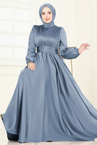 moda selvim Evening Dress 2382ANT466 Light Blue - Thumbnail