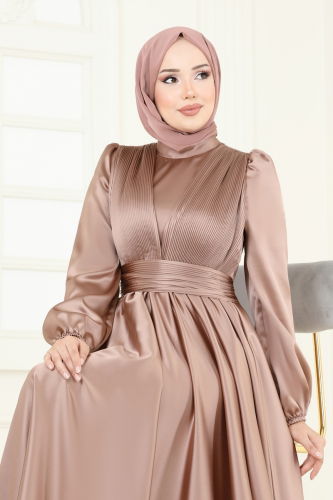 moda selvim Evening Dress 2382ANT466 Powder Vision - Thumbnail