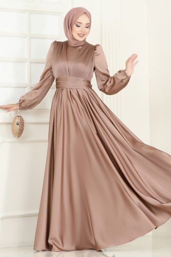 moda selvim Evening Dress 2382ANT466 Powder Vision - Thumbnail