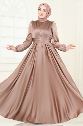 moda selvim Evening Dress 2382ANT466 Powder Vision - Thumbnail