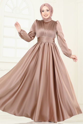 moda selvim Evening Dress 2382ANT466 Powder Vision - Thumbnail