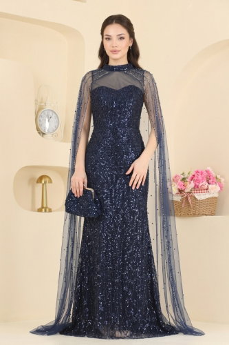 D.M.N.K. - Evening Dress 239DMNK1166 Navy Blue