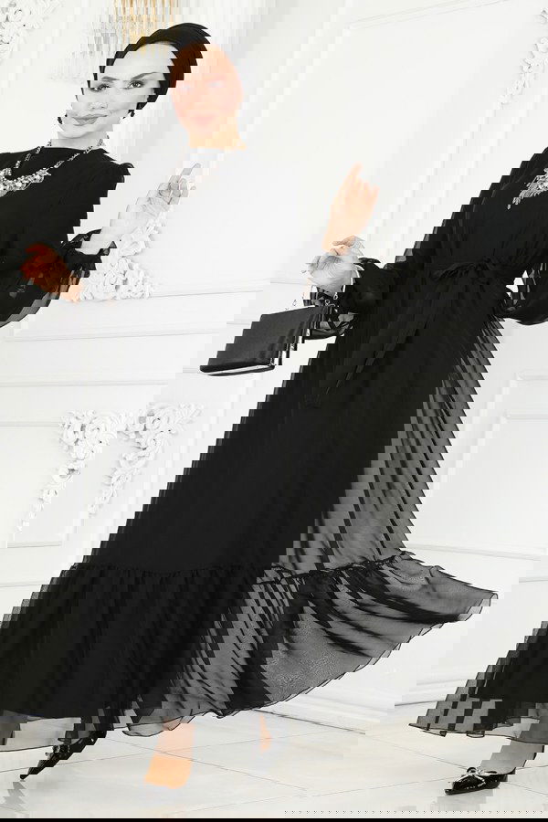 Modaselvim خصم صافٍ20%+20% في سلة التسوق فستان سهرة أسود 2401PN204