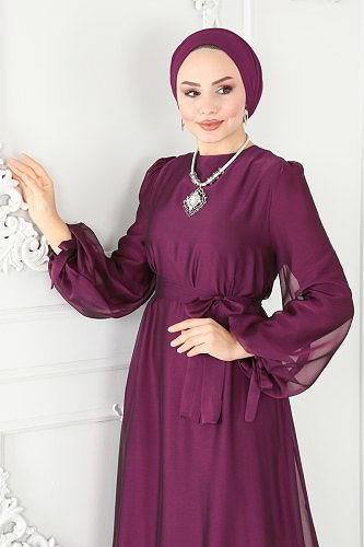 moda selvim فستان سهرة توتي 2401PN204 - Thumbnail