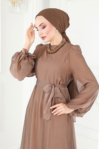 moda selvim فستان سهرة لاتيه 2401PN204 - Thumbnail