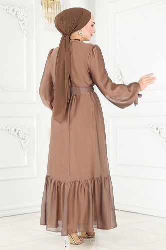 moda selvim فستان سهرة لاتيه 2401PN204 - Thumbnail