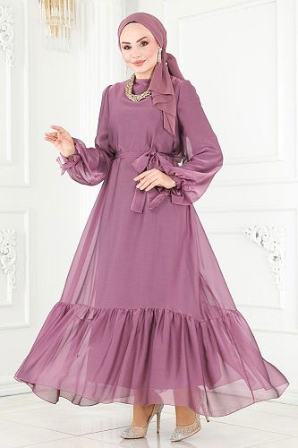 moda selvim Evening Dress 2401PN204 Rose Dried - Thumbnail