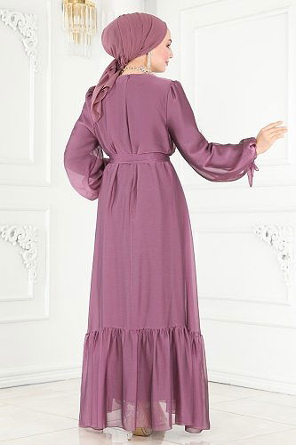 moda selvim Evening Dress 2401PN204 Rose Dried - Thumbnail