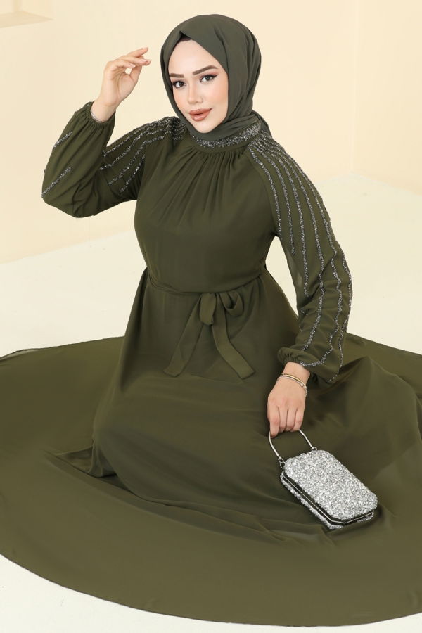 Modaselvim فستان سهرة فستان سهرة اخضر عفني 2420ANT466