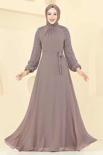 moda selvim Evening Dress 2420ANT466 Vision - Thumbnail