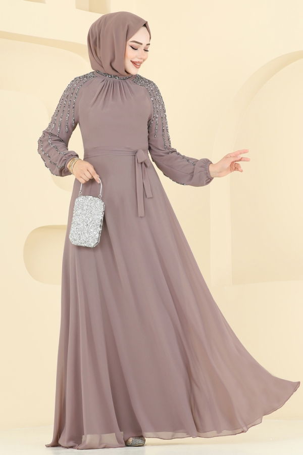 Modaselvim فستان سهرة فستان سهرة بيج 2420ANT466