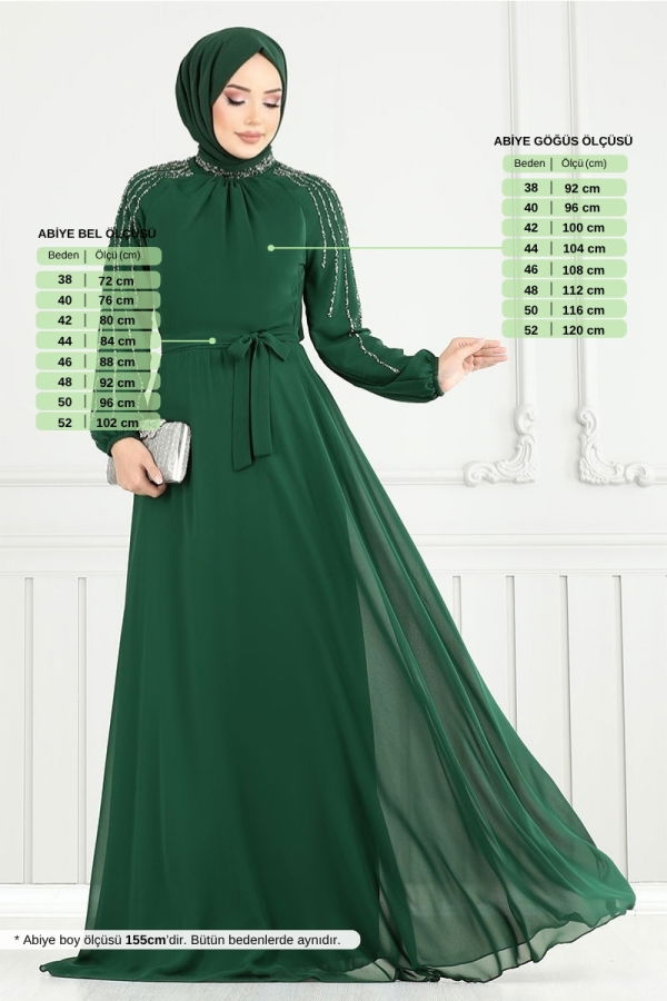 Modaselvim خصم صافٍ20%+20% في سلة التسوق فستان سهرة زيتي 2420ANT904-M