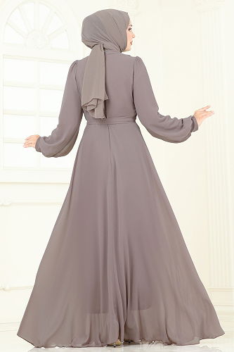 moda selvim Evening Dress 2427ANT466 Powder Vision - Thumbnail