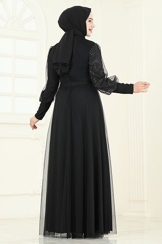 moda selvim Evening Dress 2457ELC1143 Black - Thumbnail