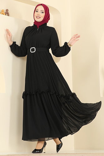 moda selvim فستان سهرة أسود 2468ANT466 - Thumbnail