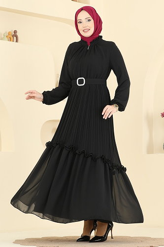 moda selvim فستان سهرة أسود 2468ANT466 - Thumbnail