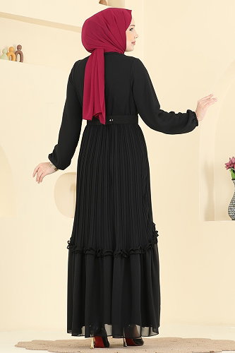 moda selvim فستان سهرة أسود 2468ANT466 - Thumbnail