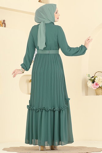 moda selvim Evening Dress 2468ANT466 Dark Mint - Thumbnail