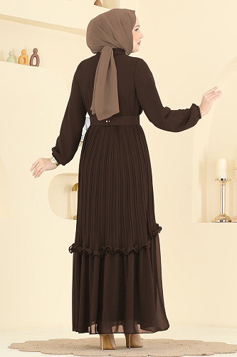 moda selvim Evening Dress 2468ANT466 Light Brown - Thumbnail