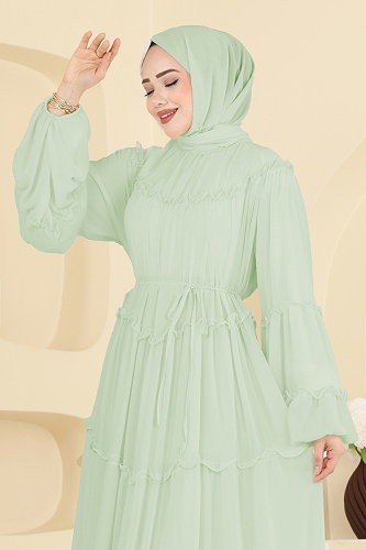 moda selvim Evening Dress 2479ANT466 Water Green - Thumbnail