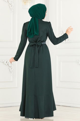 moda selvim Evening Dress 2497ASMK1074 Emerald - Thumbnail