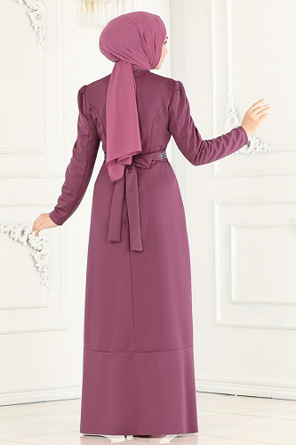 moda selvim Evening Dress 2497ASMK1074 Rose Dried - Thumbnail