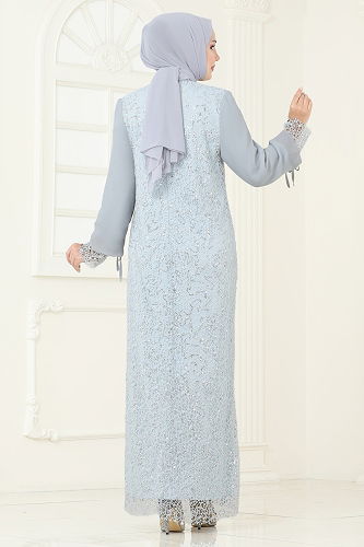 moda selvim Evening Dress 2517ELC1143 Gray - Thumbnail