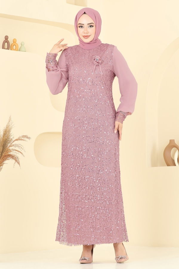 Modaselvim فستان سهرة فستان سهرة وردي فاتح 2517ELC1143
