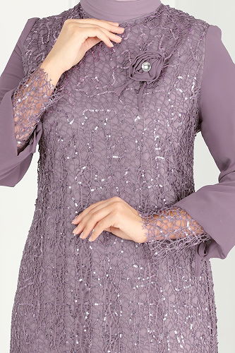 moda selvim Evening Dress 2517ELC1143 Lilac - Thumbnail