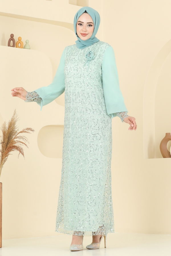 Modaselvim فستان سهرة فستان سهرة اخضر فاتح 2517ELC1143