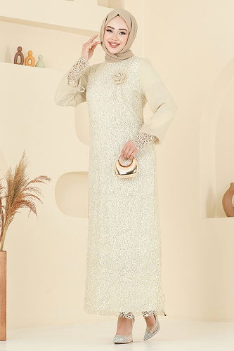 moda selvim Evening Dress 2517ELC1143 Yellow - Thumbnail