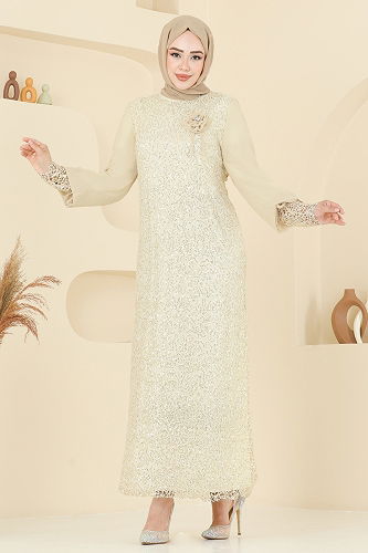 moda selvim Evening Dress 2517ELC1143 Yellow - Thumbnail