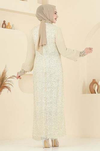 moda selvim فستان سهرة أصفر 2517ELC1143 - Thumbnail