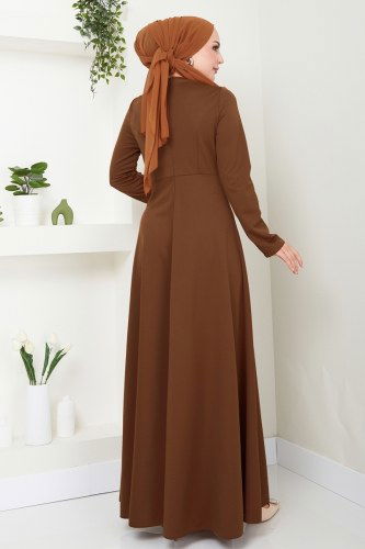 moda selvim Evening Dress 2519SL432 Brown - Thumbnail