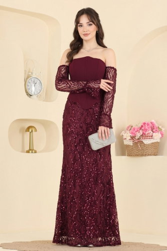 D.M.N.K. - Evening Dress 251DMNK1166 Burgundy
