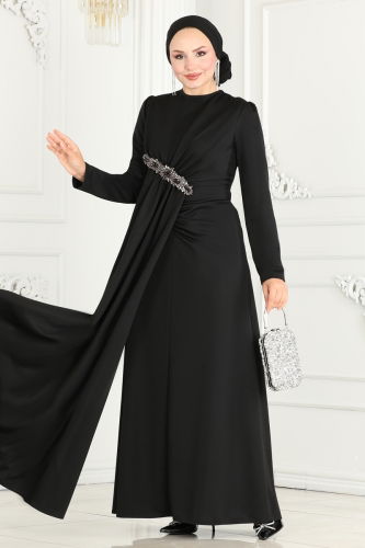 moda selvim Evening Dress 2521SL432 Black - Thumbnail